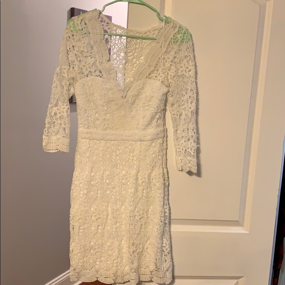 White lace knee-length dress